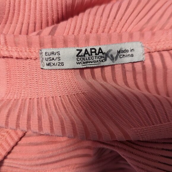 Zara Dolman Balloon Sleeve Textured V Neck Top Pink Boho Soft Girl Fem Coastal - Picture 4 of 7